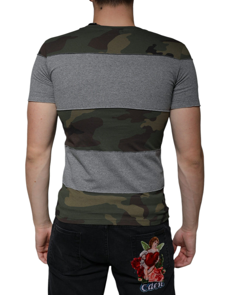 Multicolor Camouflage Cotton Crew Neck T-shirt Dolce & Gabbana