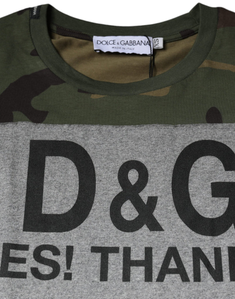 Multicolor Camouflage Cotton Crew Neck T-shirt Dolce & Gabbana