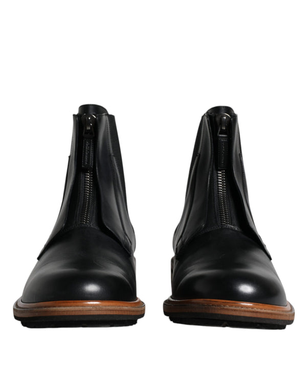 Black Leather Chelsea Mid Calf Men Boots Shoes Dolce & Gabbana