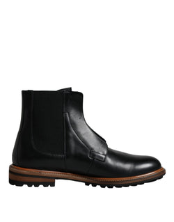 Black Leather Chelsea Mid Calf Men Boots Shoes Dolce & Gabbana