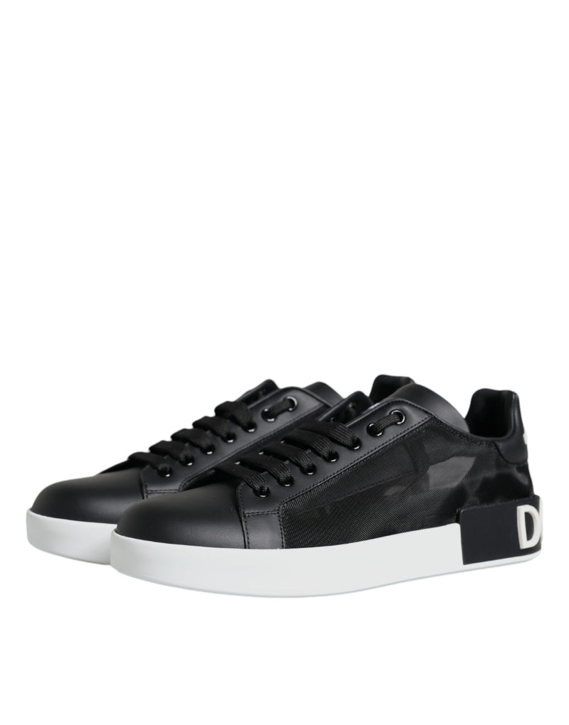 Black Calf Leather Portofino Sneakers Shoes Dolce & Gabbana