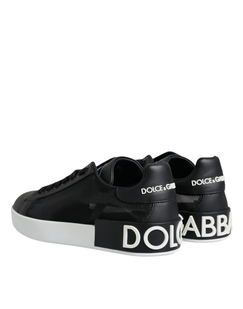 Black Calf Leather Portofino Sneakers Shoes Dolce & Gabbana