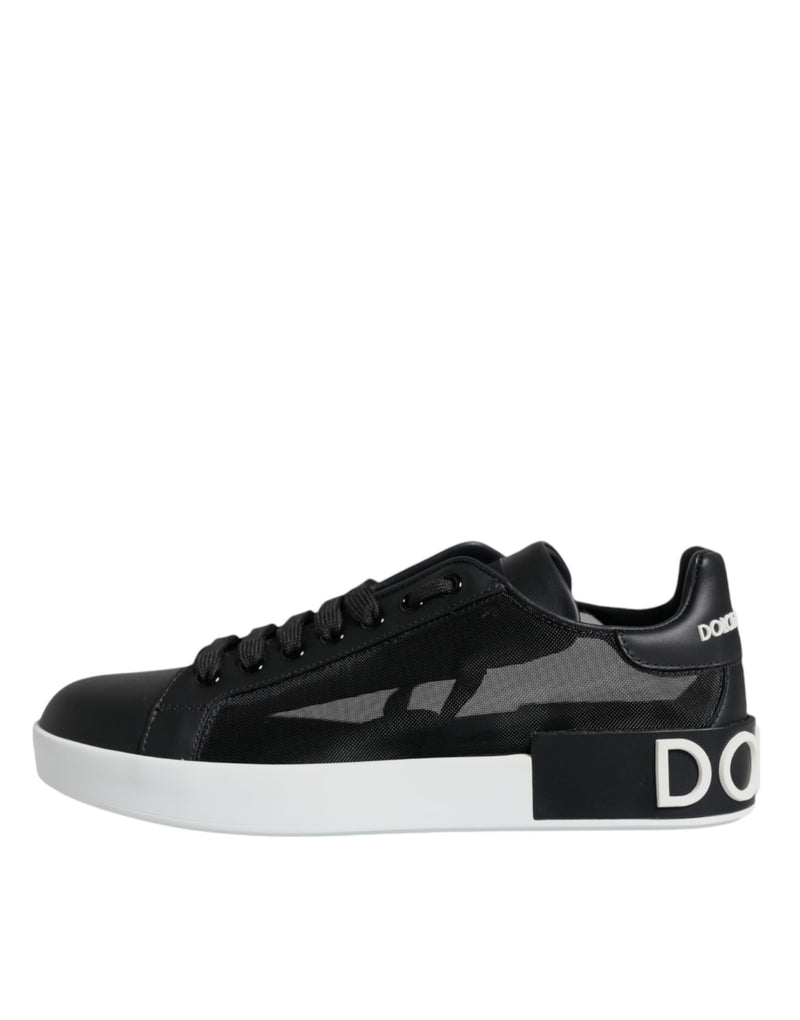 Black Calf Leather Portofino Sneakers Shoes Dolce & Gabbana