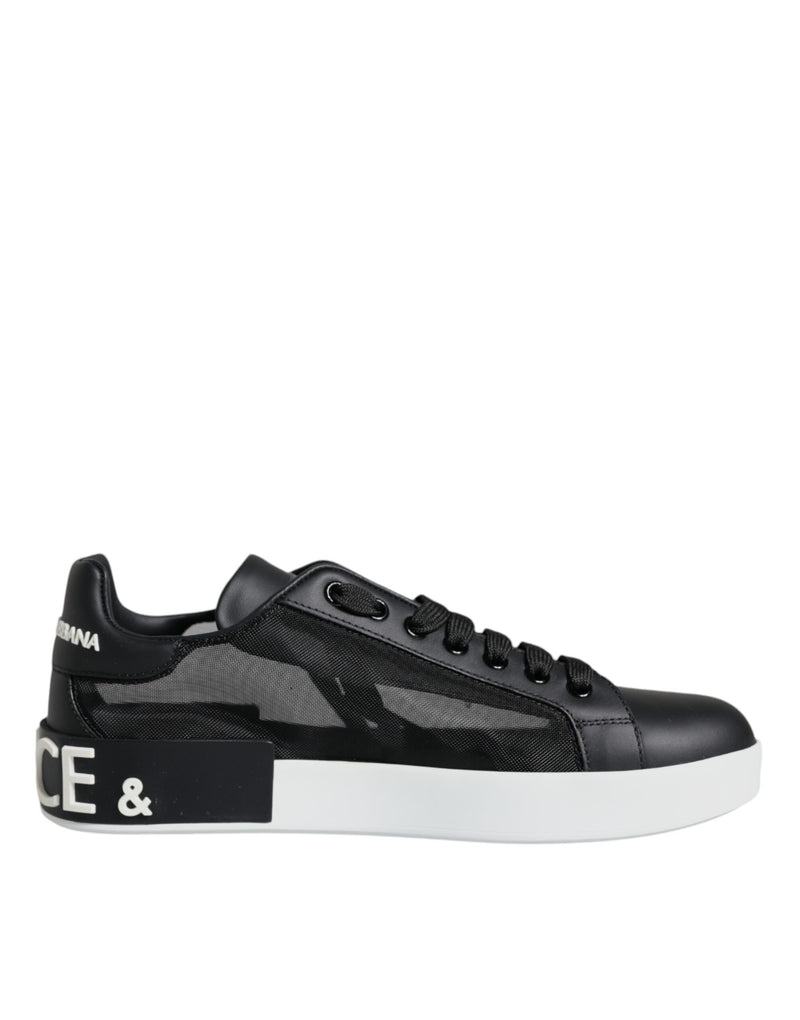 Black Calf Leather Portofino Sneakers Shoes Dolce & Gabbana