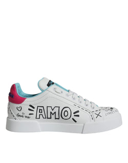 White Portofino Leather Low Top Sneaker Shoes Dolce & Gabbana