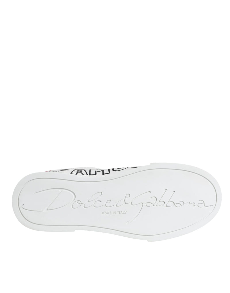 White Portofino Leather Low Top Sneaker Shoes Dolce & Gabbana