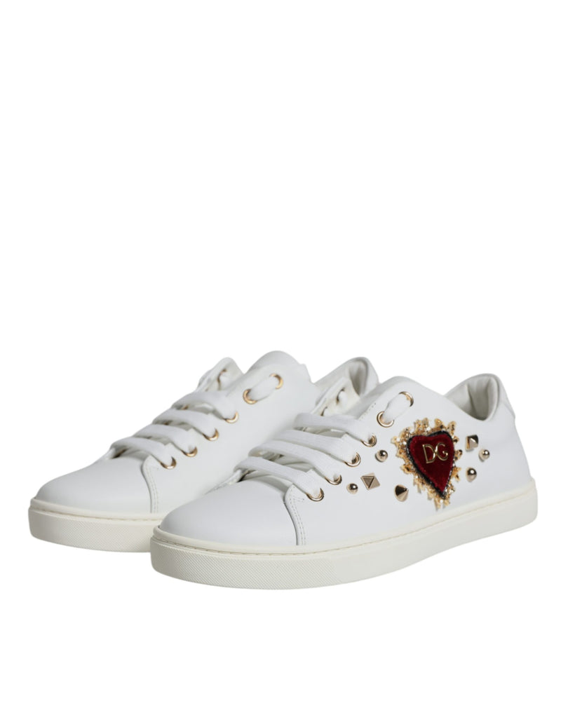 White Portofino Sacred Heart Sneakers Shoes Dolce & Gabbana