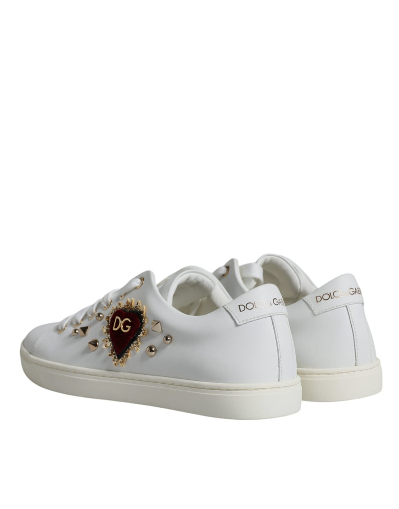 White Portofino Sacred Heart Sneakers Shoes Dolce & Gabbana