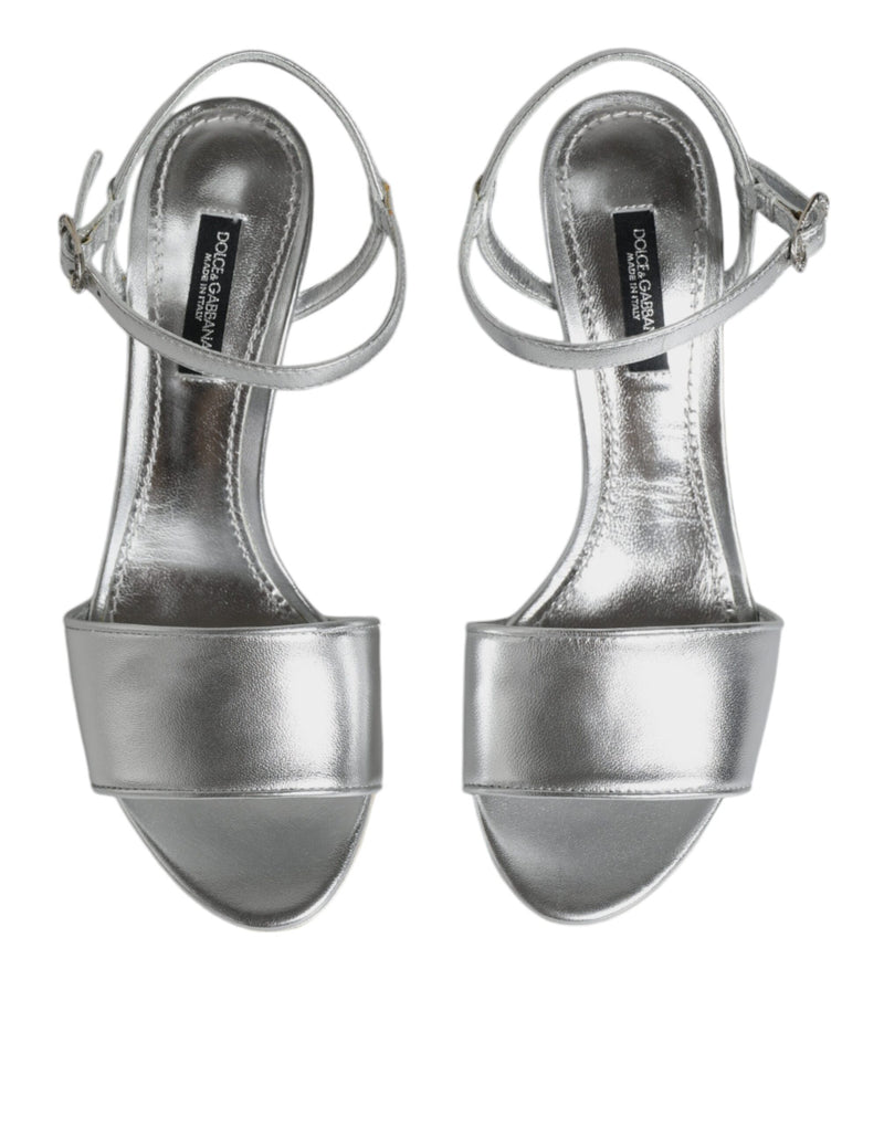 Silver KEIRA Heels Ankle Strap Sandals Shoes Dolce & Gabbana