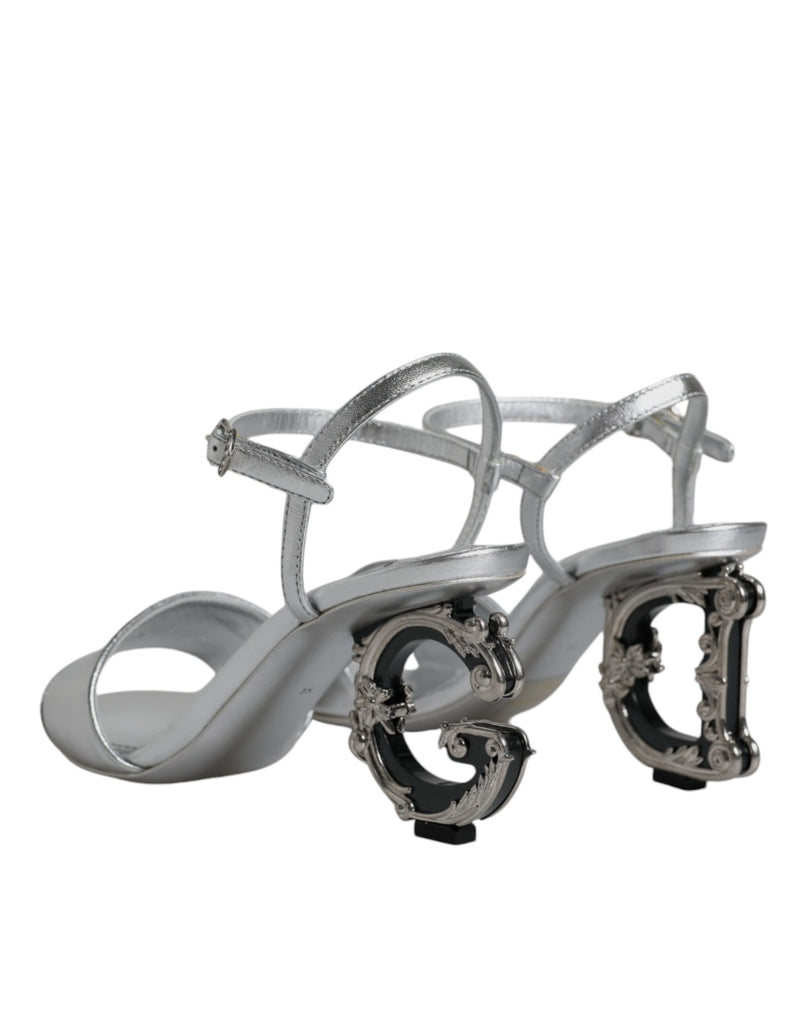 Silver KEIRA Heels Ankle Strap Sandals Shoes Dolce & Gabbana