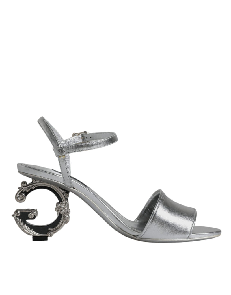 Silver KEIRA Heels Ankle Strap Sandals Shoes Dolce & Gabbana