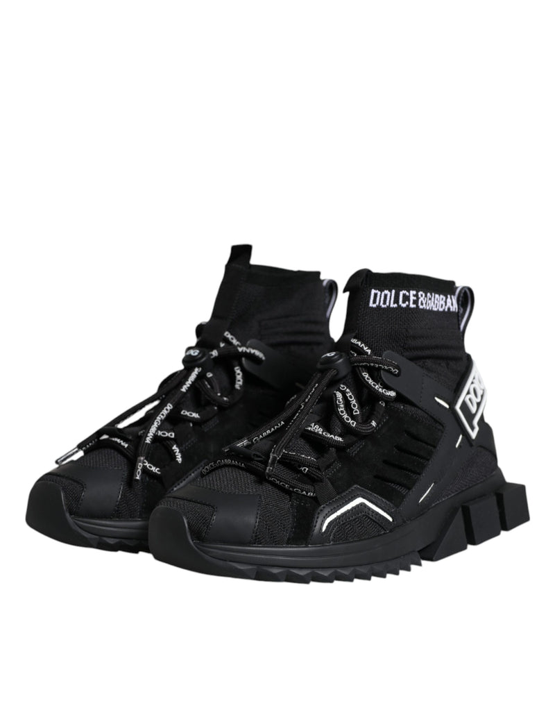 Black Sorrento Socks Logo Sneakers Shoes Dolce & Gabbana