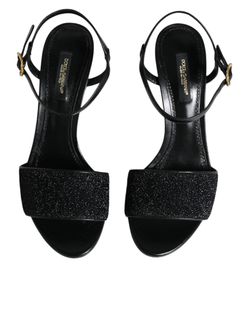 Black KEIRA Heels Ankle Strap Sandals Shoes Dolce & Gabbana