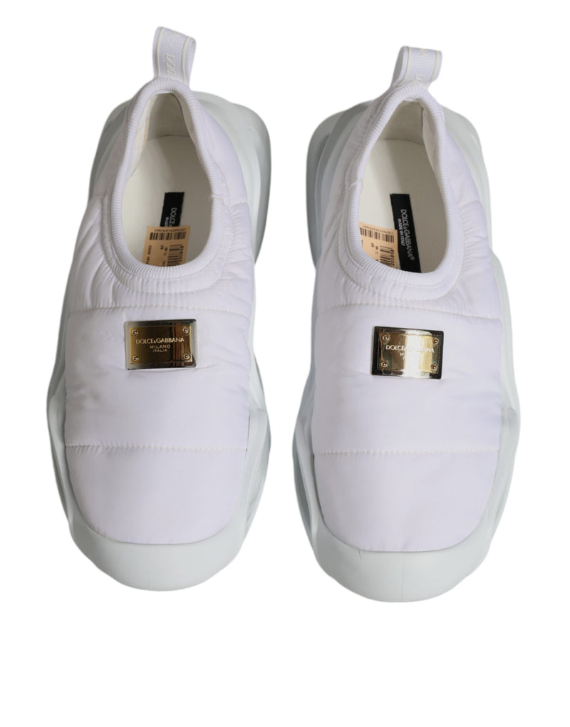 White Padded Fabric Low Top Sneakers Shoes Dolce & Gabbana