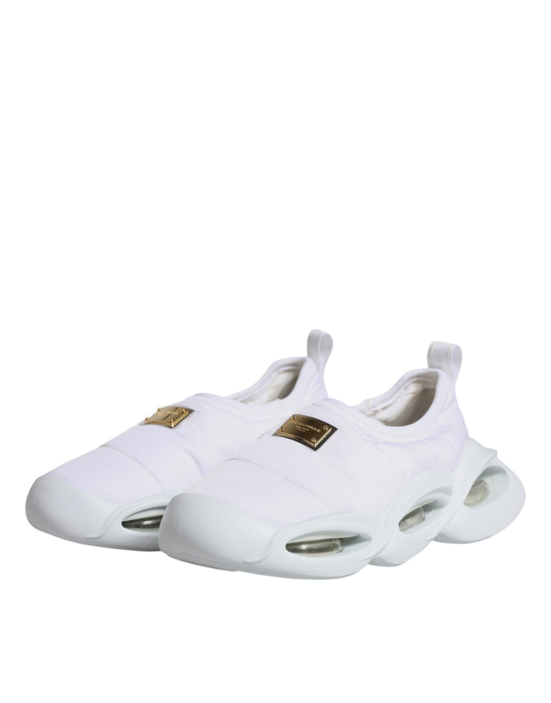 White Padded Fabric Low Top Sneakers Shoes Dolce & Gabbana