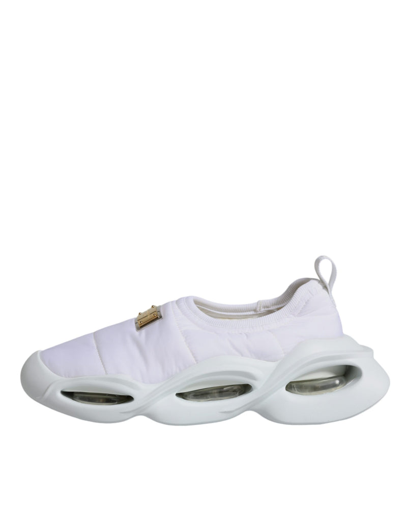 White Padded Fabric Low Top Sneakers Shoes Dolce & Gabbana