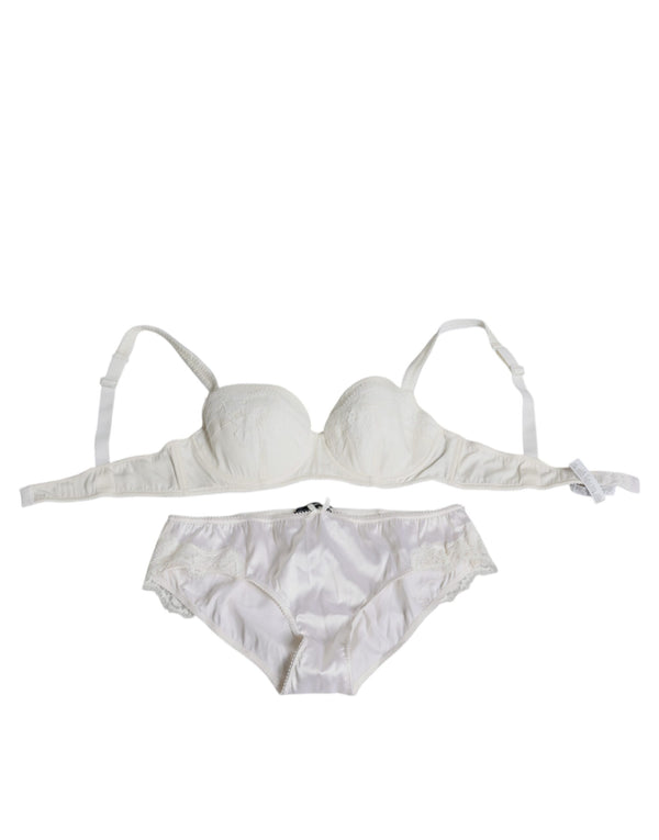 White Silk Stretch Panty Balconette Bra Underwear Dolce & Gabbana