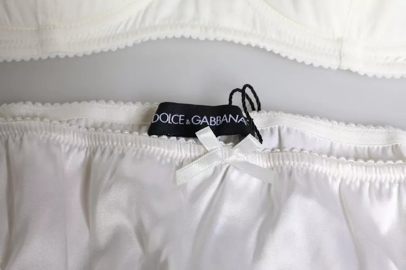 White Silk Stretch Panty Balconette Bra Underwear Dolce & Gabbana