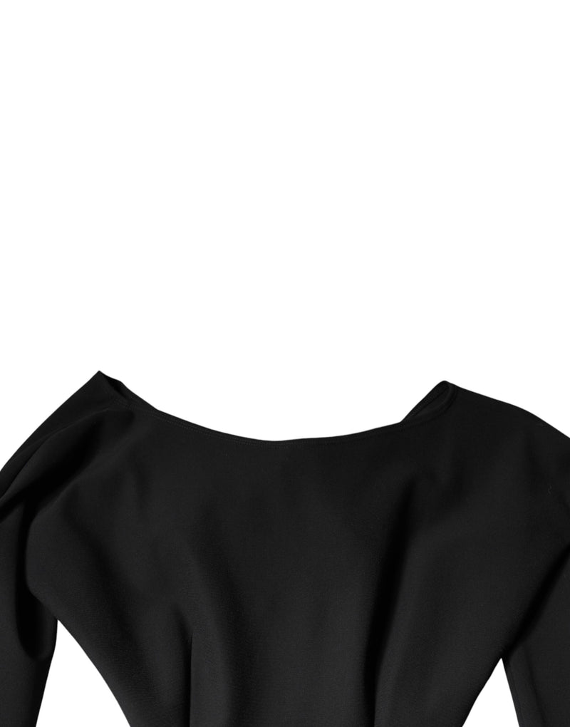 Black Viscose Cut Out A-line Long Sleeves Mini Dress Dolce & Gabbana