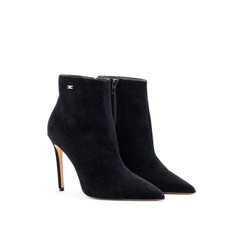 Black Leather Scamociata Boot Elisabetta Franchi