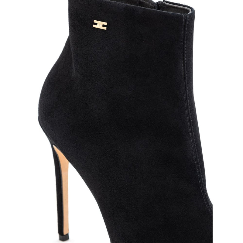 Black Leather Scamociata Boot Elisabetta Franchi