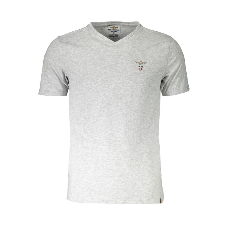 Gray Cotton T-Shirt Aeronautica Militare