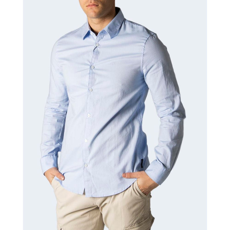 Blue Cotton Shirt Armani Exchange