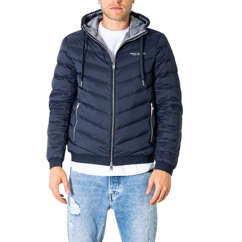 Blue Polyester Jacket Armani Exchange