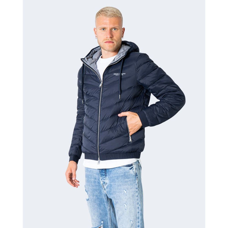 Blue Polyester Jacket Armani Exchange