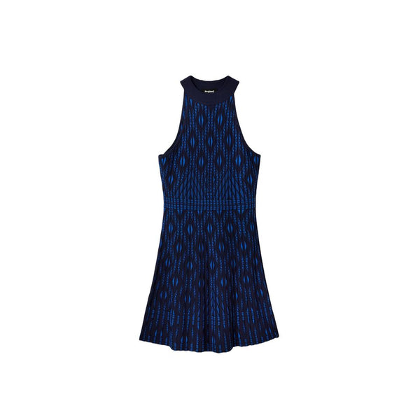 Blue Viscose Dress Desigual