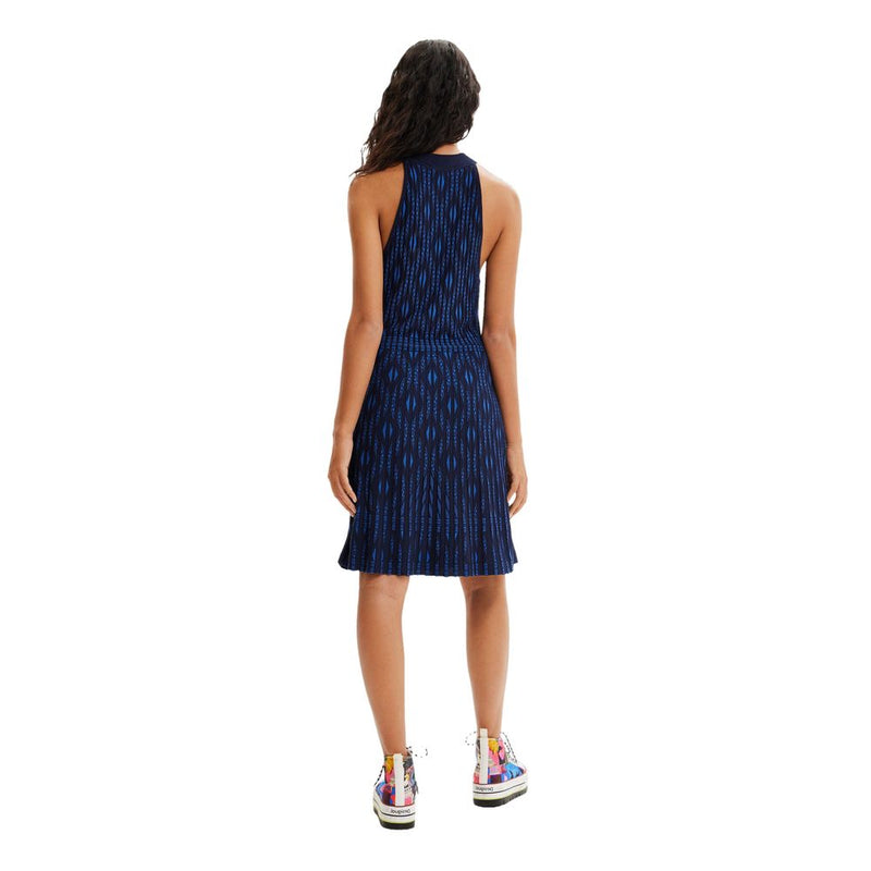 Blue Viscose Dress Desigual