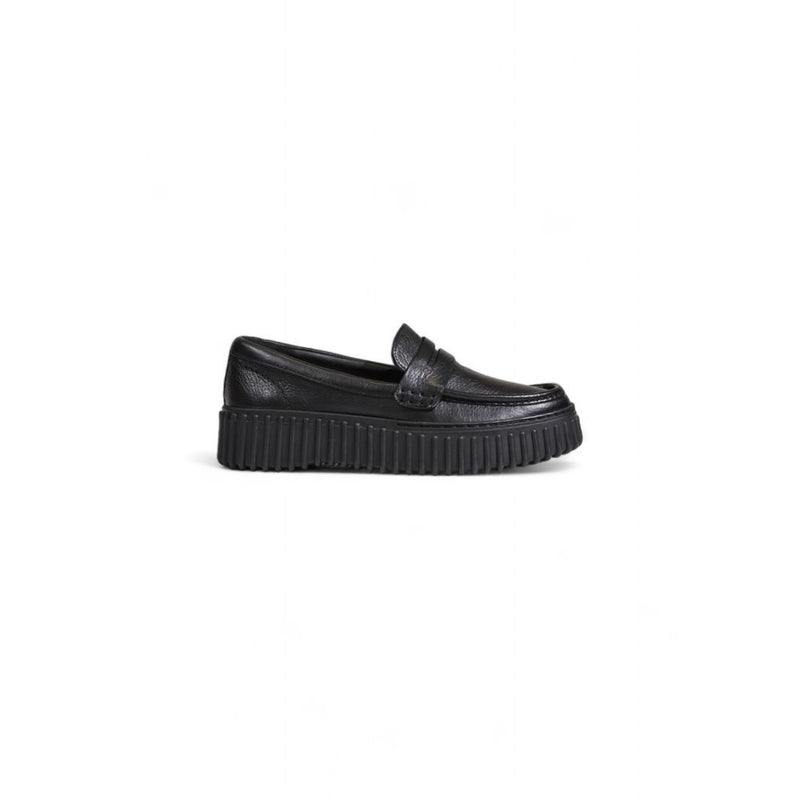Black Leather Flat Shoe Clarks
