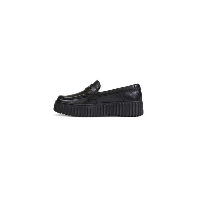 Black Leather Flat Shoe Clarks
