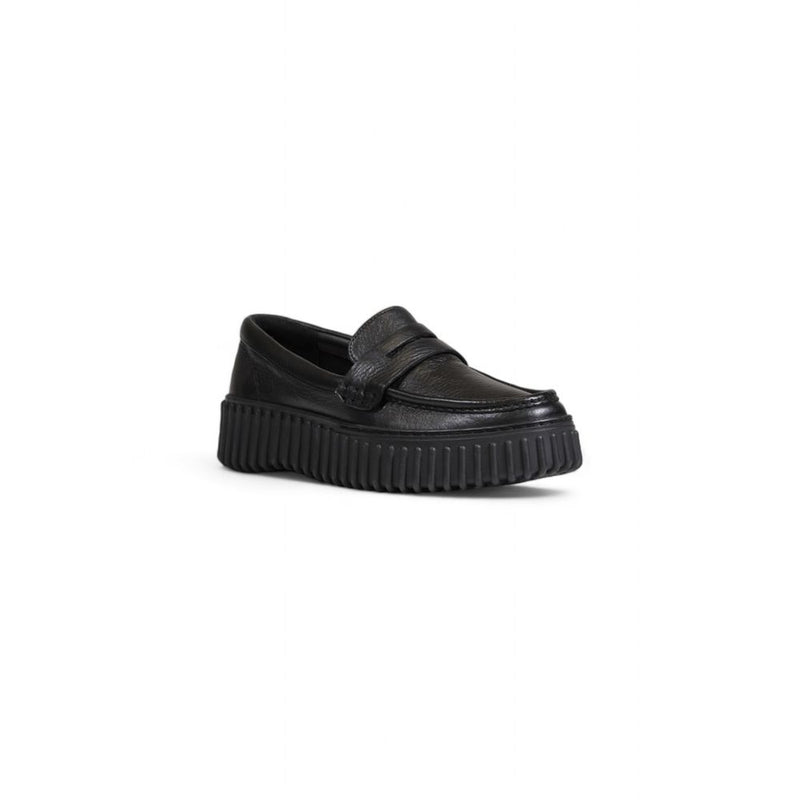 Black Leather Flat Shoe Clarks