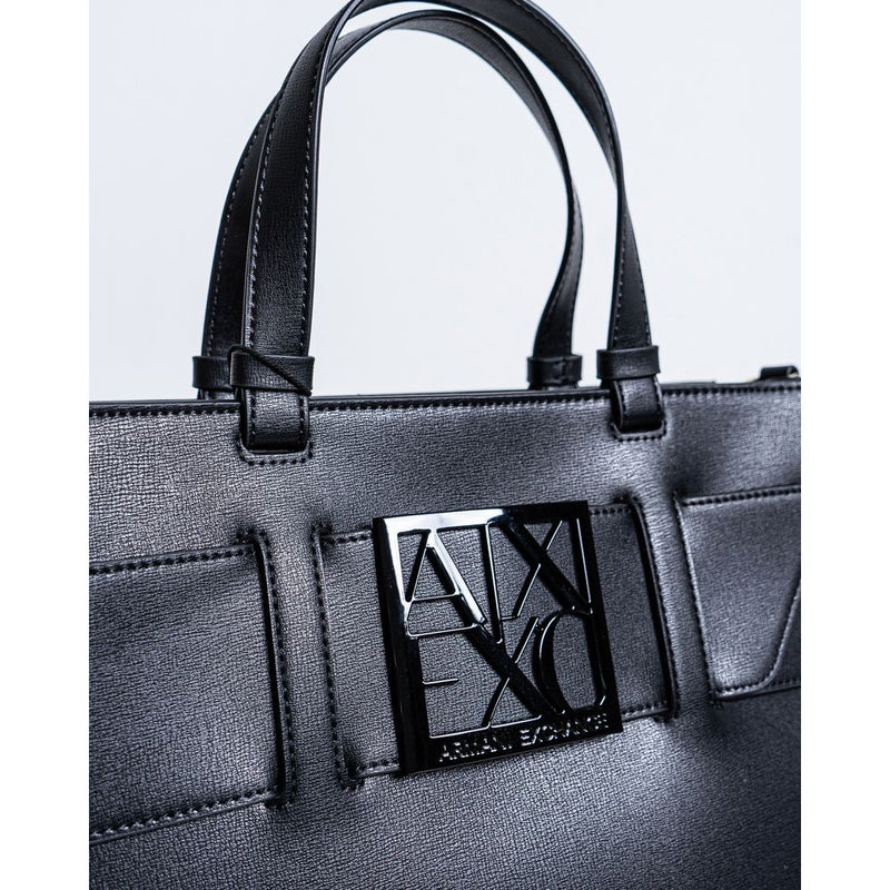 Black Synthetic Leather Handbag Armani Exchange