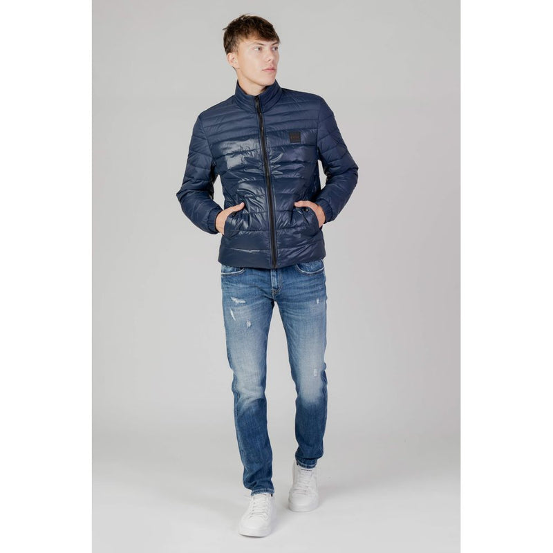 Blue Polyester Jacket Hugo Boss