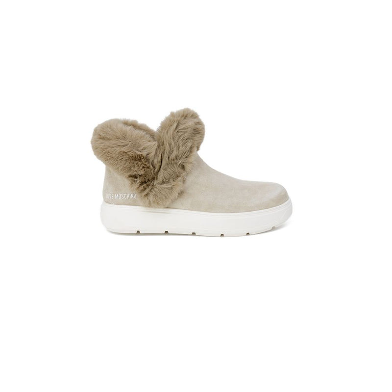 Beige Leather Sneaker Love Moschino