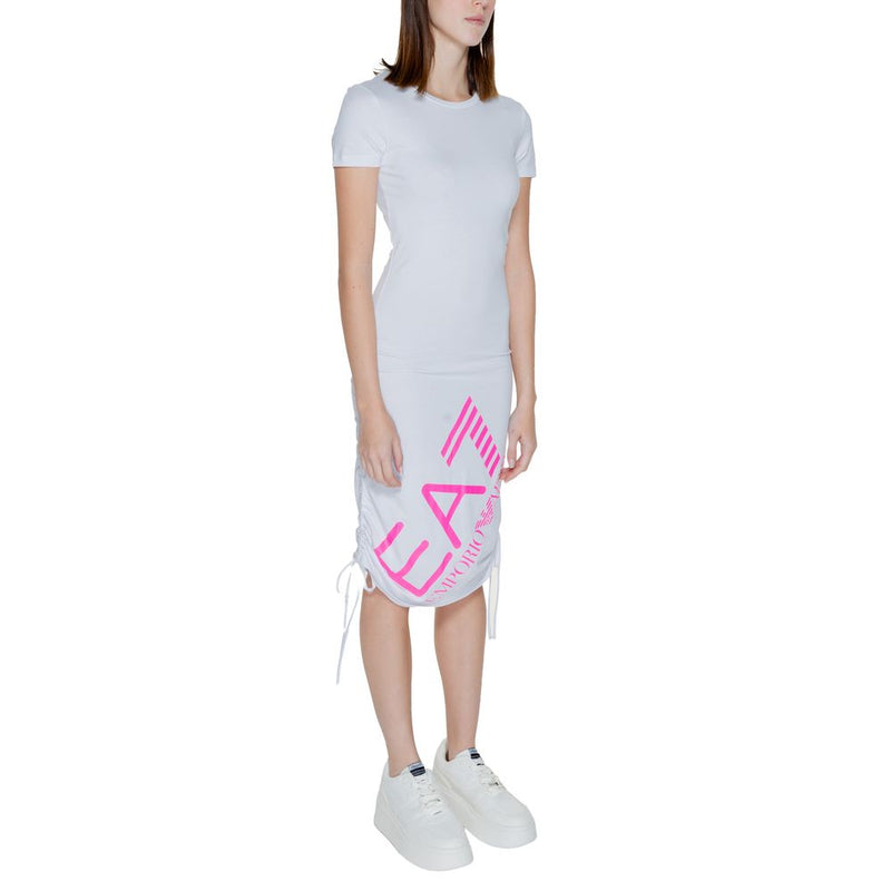 White Cotton Dress EA7 Emporio Armani