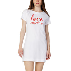 White Cotton Dress Love Moschino