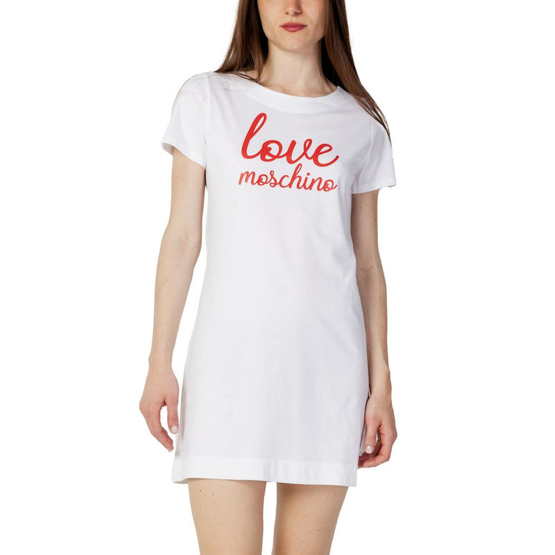 White Cotton Dress Love Moschino