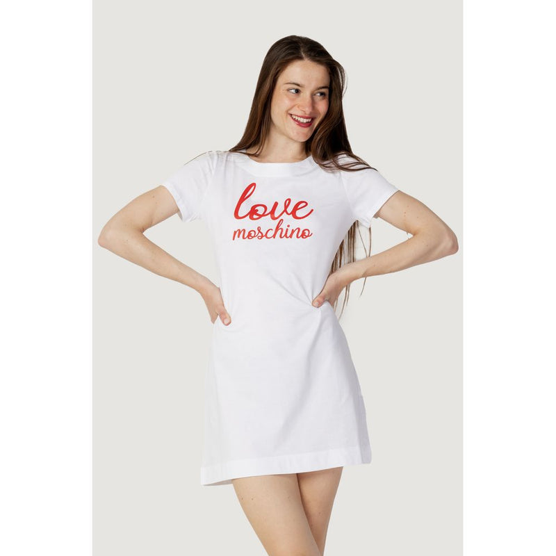 White Cotton Dress Love Moschino