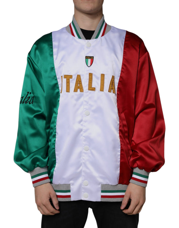 Multicolor Italia Button Down Bomber Jacket Dolce & Gabbana