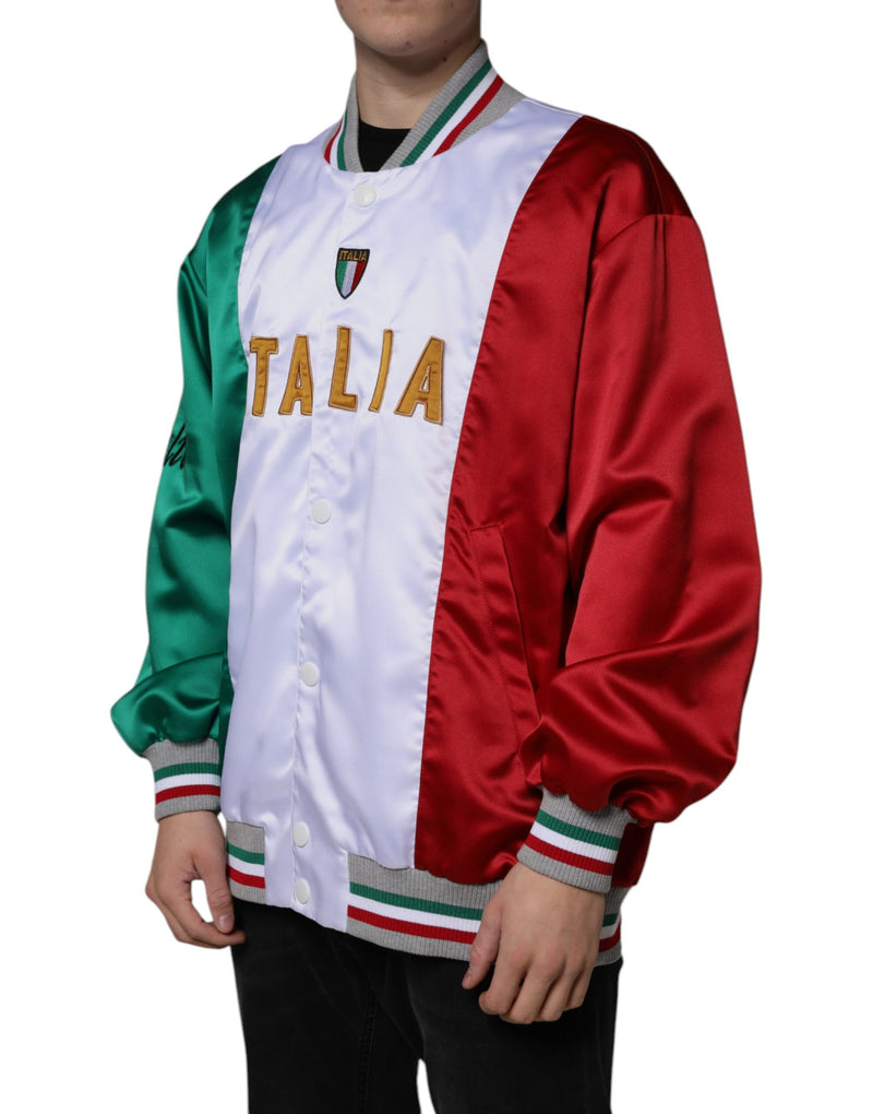 Multicolor Italia Button Down Bomber Jacket Dolce & Gabbana