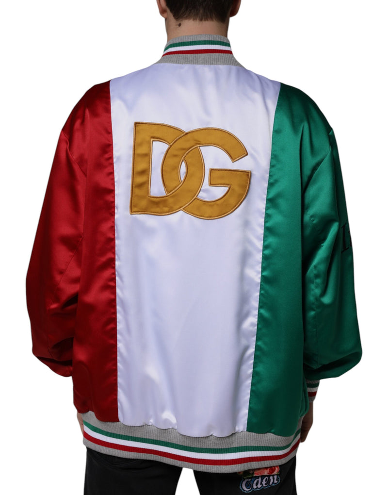 Multicolor Italia Button Down Bomber Jacket Dolce & Gabbana