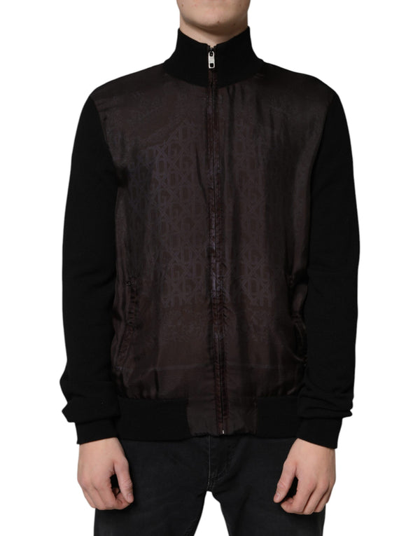 Black Logo Monogram Full Zip Bomber Jacket Dolce & Gabbana