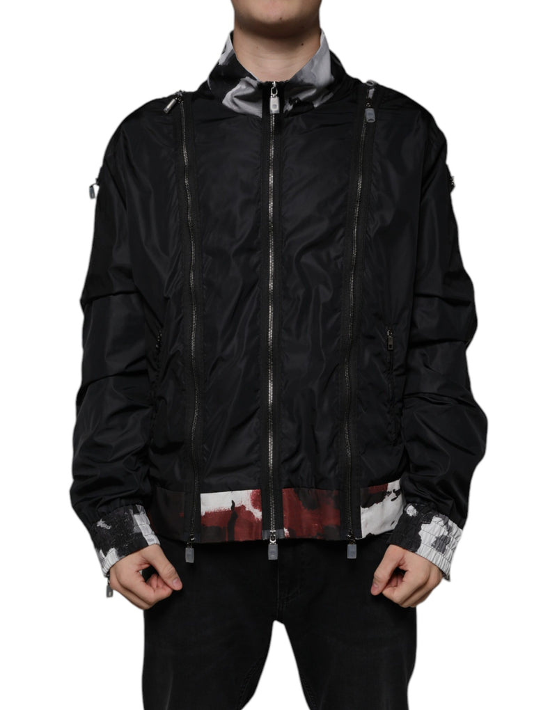 Black Nylon Full Zip Men Bomber Jacket Dolce & Gabbana