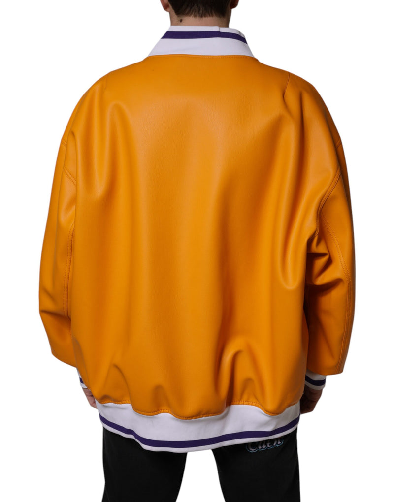 Orange White Full Zip Jersey Bomber Jacket Dolce & Gabbana