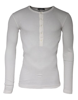 White Cotton Buttoned Long Sleeves T-shirt Dolce & Gabbana