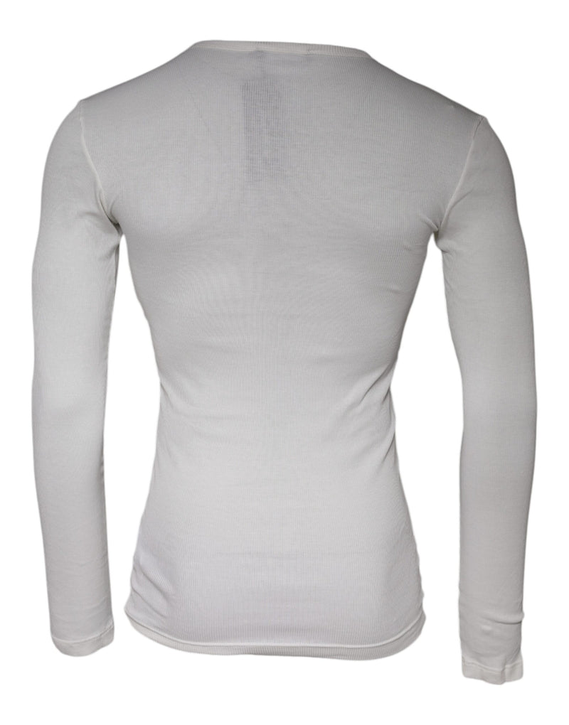 White Cotton Buttoned Long Sleeves T-shirt Dolce & Gabbana