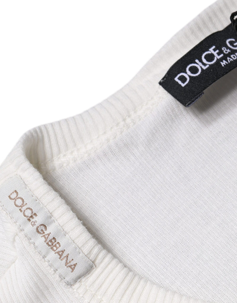 White Cotton Buttoned Long Sleeves T-shirt Dolce & Gabbana